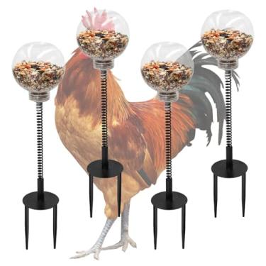 Imagem de Oooct Pacote com 4 brinquedos de galinha, brinquedos de enriquecimento de frango, alimentador de galinha, brinquedo de alimentação lenta para pintinhos, brinquedos de galinheiro para galinhas, aves