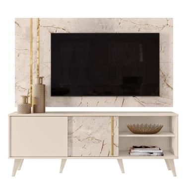 Imagem de Rack Bancada Com Painel Cronos Calacata Off White Para Tv Até 60 Madetec Calacata Off White