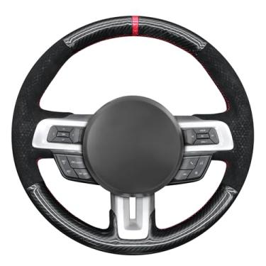 Imagem de MEWANT Capa de volante costurada à mão para Ford Mustang 2015-2023 Acessórios de volante para Ford Mustang
