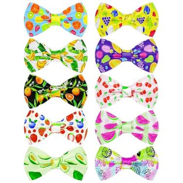 Imagem de PET SHOW Pacote com 10 gravatas borboleta de frutas para cães grandes e médios, coleira deslizante, gravata borboleta de morango, laços de abacate, festas de fim de ano, acessórios para cuidados com