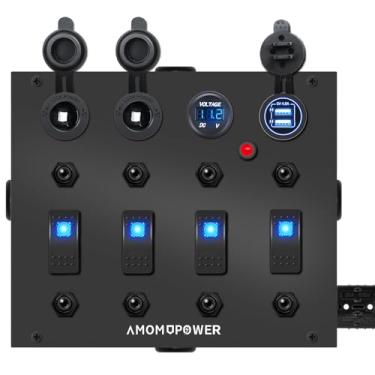 Imagem de AMOMD Caixa de controle multifuncional de interruptor basculante de 12/24 V, centro de distribuição de energia, dispositivo de distribuição ou controle de energia elétrica, pré-fiação para carro