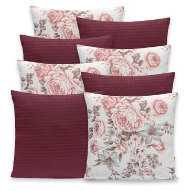 Imagem de Kit 8 Capas de Almofadas 40x40 Piquet Favinho C/Zíper (Roseira - Vinho)