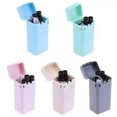 Imagem de Canudo Dobrável Bebidas Para Viagem Aço Inox Dispenser - B2T, Rosa