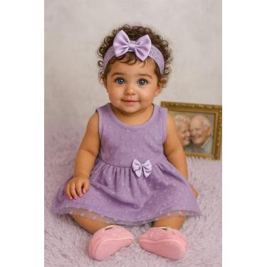 Imagem de Vestido bebê - SEM MARCA, Lilás, UNICO, ALGODÃO