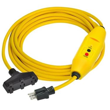 Imagem de Electriduct Cabo de extensão de energia GFCI 3 saídas UL externo à prova d'água 15 amp. 12 calibres adaptador GFI de reposição automática - cabo de 7,6 m