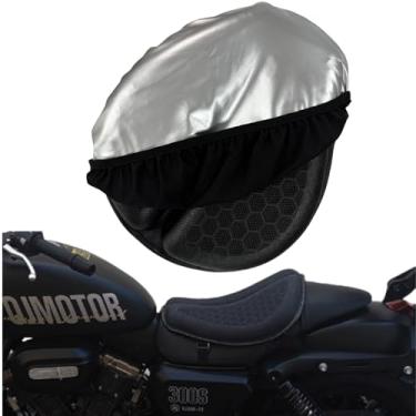 Imagem de Almofada de assento de gel para motocicleta com capa de para-sol – Almofada de assento de absorção de choque com estrutura de favo de mel 3D, proteção de bumbum respirável para passeios longos