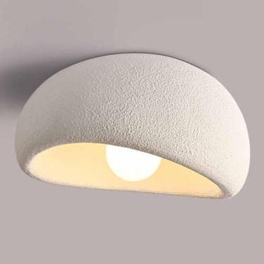 Imagem de Wabi-sabi Lâmpadas De Teto Cimento Textura Resina Luz De Teto Para Sala De Jantar Cozinha Ilha Corredor Restaurante Luminária De Teto E27 Base Iluminação De Teto Oval Criativa, White, D-60CM
