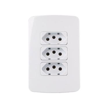 Imagem de Tomada Tripla Margirius B3 2p+t 20a Com Placa 4x2 Branca