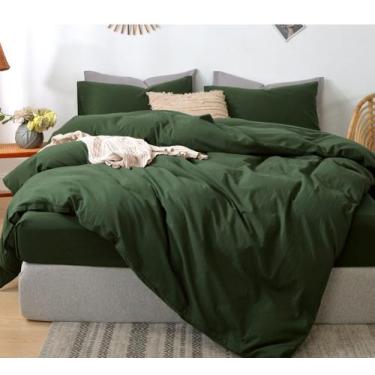 Imagem de Conjunto de capa de edredom MooMee Bedding 100% algodão lavado king si