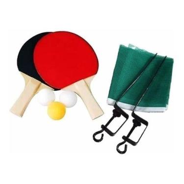 Imagem de Kit Ping Pong Completo 2 Raquetes 3 Bolinhas Rede e Suporte de Rede Tê