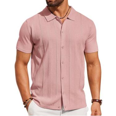 Imagem de Camisa polo COOFANDY Knit de manga curta com botões para homens