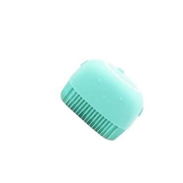 Imagem de Esponja Para Banho de Silicone com Dispenser Massageador Escova Shampoo Sabonete Liquido Infantil Pet Crianças(3,azul)