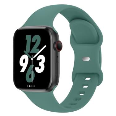 Imagem de Acrbiutu Pulseira Fina Compatível Com Apple Watch 38 Mm, 40 41 42 44 45 46 Mm E 49 Esportiva De Silicone Reposição Para Iwatch Série 10/9/8/7/6/5/4/3/2/1 Ultra Se, Feminino Masculino, Verde Meia-Noi