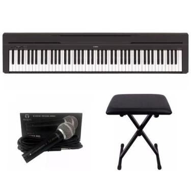 Imagem de Kit Piano Yamaha P45 com Banqueta e Microfone Regent
