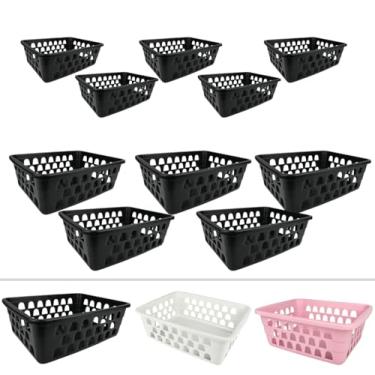 Imagem de Cesto Cestinha Organizador Kit 10 Pc P/M P/Gaveta Cozinha Escritório Armário Lavanderia Resistente (Preto)