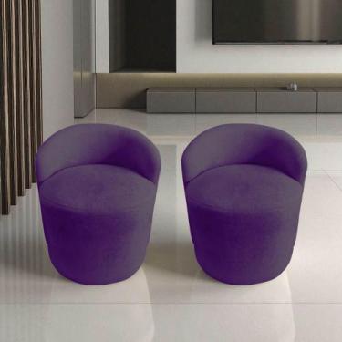 Imagem de Kit 2 Poltronas Decorativa Yara Orgânica Veludo Roxo - Mansão Decor