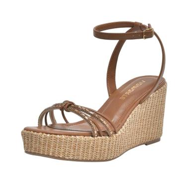 Imagem de Sandália Anabela Feminina Tiras Entrelaçadas Macio Via Marte