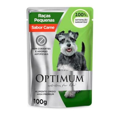 Imagem de Ração Úmida Optimum Sachê para Cães Adultos Raças Pequenas e Minis Sabor Carne 100g