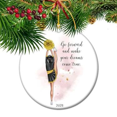 Imagem de Enfeite de Natal de líder de torcida 2025 – Brilhante para esquadrões e treinadores, lembrança do espírito de equipe