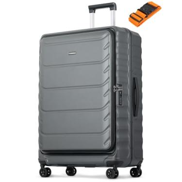 Imagem de CENSIEN Bagagem, bagagem de mão de 50 cm e bagagem despachada de 71 cm com rodas giratórias, malas pequenas e grandes leves de ABS + PC com moldura de alumínio, abertura superior, trava TSA, Cinza