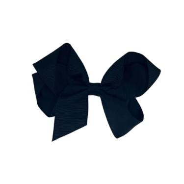 Imagem de Laço Infantil de Cabelo Menina Tamanho G Lacinho em Gorgorão com Presilha Bico de Pato (Preto)