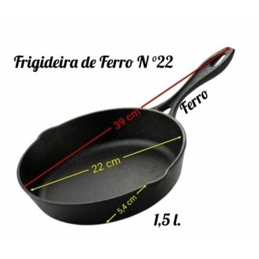 Imagem de Frigideira Ferro  22 cm Cabo Ferro P/ Churrasqueira, Forno,  Fogão Ind