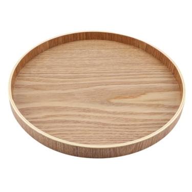 Imagem de Bandeja de Madeira para Servir, Design Vintage para Decoração de Casa, Conjunto de chá, Frutas, Marrom, Sala de Estar (27cm)