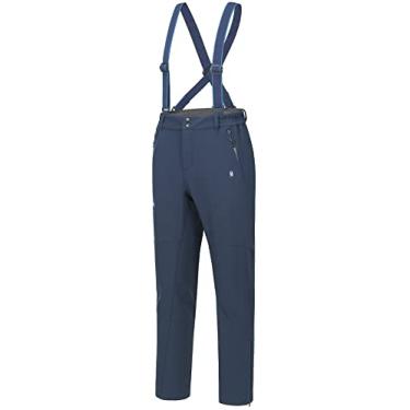 Imagem de Little Donkey Andy Babadores de esqui masculinos com isolamento de lã forrado para neve, calças de snowboard impermeáveis de inverno com suspensórios ajustáveis azul-marinho G