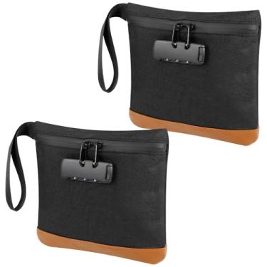 Imagem de ZLHETWT Bolsa à prova de cheiro, 2 peças, com cadeado de combinação de grande capacidade, à prova de cheiro, bolsa portátil para dinheiro com trava para uso diário