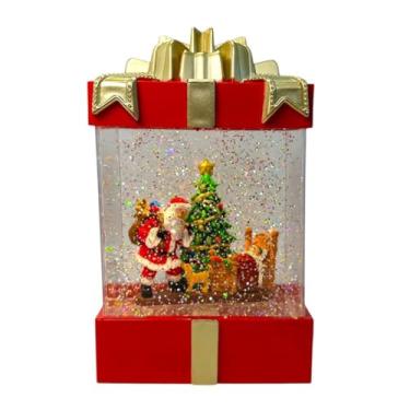 Imagem de Globo de Neve Decorativo Natalino com LED e música, Formato Presente, decoração de natal (Noel Trenó)