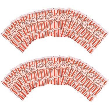 Imagem de 80 unidades de sacos de pipoca de papel, porções individuais, saco de pipoca descartável, mangas de milho, para máquina de pipoca, festa, carnaval, filme, noite, lanche