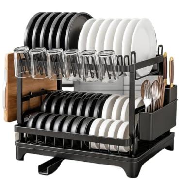 Imagem de Escorredor de Louças Desmontável 2 Andares Aço Inoxidavel Bancada Cozinha Premium Preto