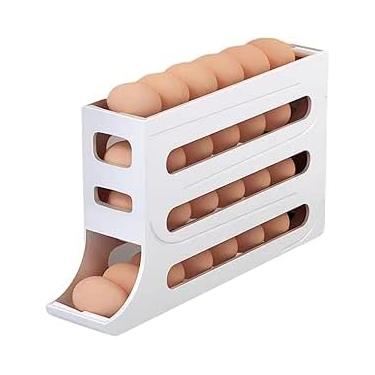 Imagem de Organizador de Ovos para Geladeira, Branco, Plástico, Empilhável, Capacidade para 14 Ovos, Design Moderno para Cozinha
