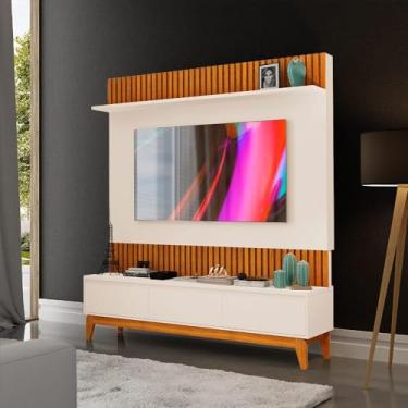 Imagem de Painel Home Ripado Para Tv Até 75 Polegadas Freijó Off White Antalya Luapa Móveis