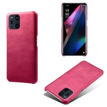 Imagem de Capa para OPPO Find X3 Pro,Proteção contra quedas,Casca de volta de cor sólida simples,Design de couro de imitação de plástico-Rose