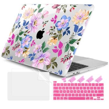 Imagem de DONGKE Capa compatível com MacBook Pro de 13 polegadas 2024 2023-2020 versão A2338 M2/M1 A2251 A2289 com tela retina e Touch ID, capa rígida de plástico, capa de teclado e película de tela - flores