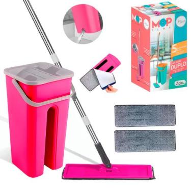 Imagem de Esfregão Mop Flat Limpeza Piso 360 Rodo Mágico Inteligente Balde 5 Lit