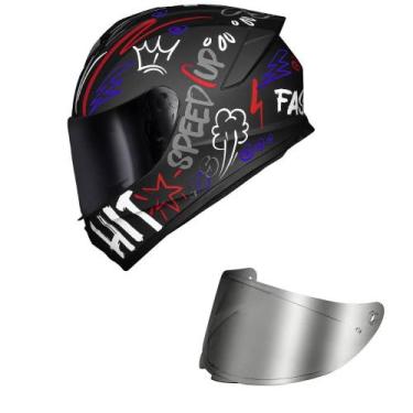 Imagem de Capacete Race Tech Hit Faster Preto e Vermelho Fosco Mais Viseira Prat