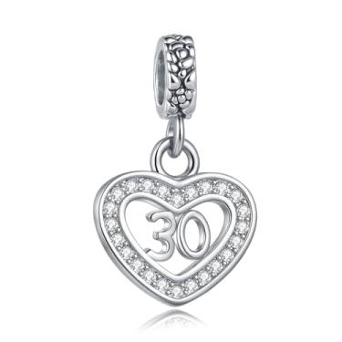 Imagem de MiiFort Pingente de 30 corações com pingentes Pandora, pulseiras, colares, joias de aniversário, presentes para mulheres, filha, irmã, filha, sobrinha