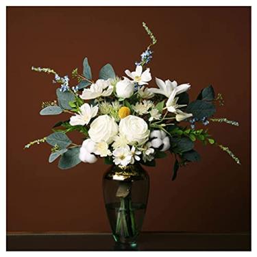 Imagem de DCYEQRQ Flores artificiais de flores falsas, buquê de mão, decoração, banheiro, escritório, simulação, flores, flores secas, sala de estar, hotel, planta artificial (B b)