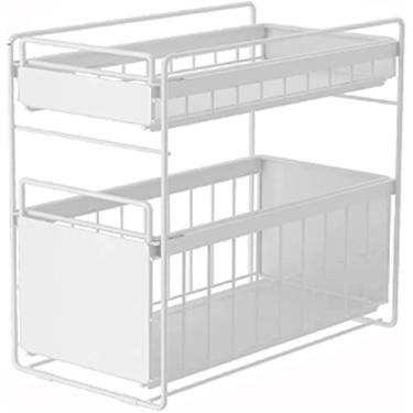 Imagem de Prateleira de armazenamento debaixo do lava-louça para cozinha e casa de banho, prateleira de armazenamento removível de secretária, organizador de prateleira de armário, prateleira de armazenamento