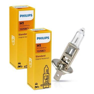 Imagem de Kit 2 Lâmpadas H1 Farol Alto Baixo Neblina Philips Standard 12V 55W