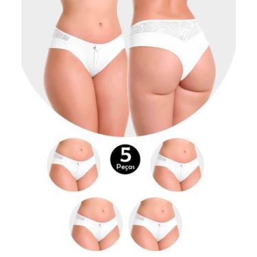 Imagem de Kit 5 Calcinha IMI Lingerie Fio Duplo Em Microfibra E Renda Selma Bran