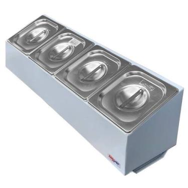 Imagem de Condimentadora 4 cubas Refrigerada 1/6 ZPCNRL04 Branca - Zepper, Inox