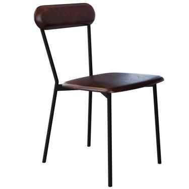 Imagem de Cadeira Estofada Para Sala de Jantar Liora Preto C01 Courino Café - Lyam Decor