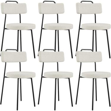 Imagem de Kit 06 Cadeiras Decorativas Estofada Para Sala De Jantar Barcelona L02 Linho Champagne - Lyam