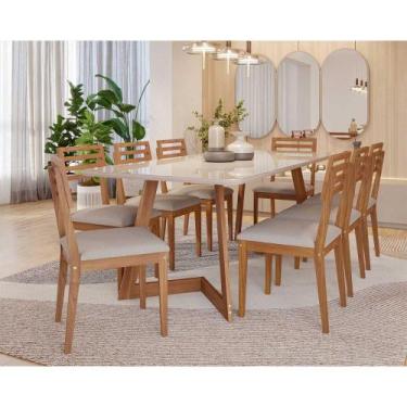 Imagem de Mesa de Madeira/MDF 2,10 com Vidro 8 Cadeiras Madeira - Ornae