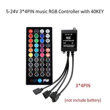Imagem de Controlador RGB de música com controle remoto, IR, Microfone embutido,