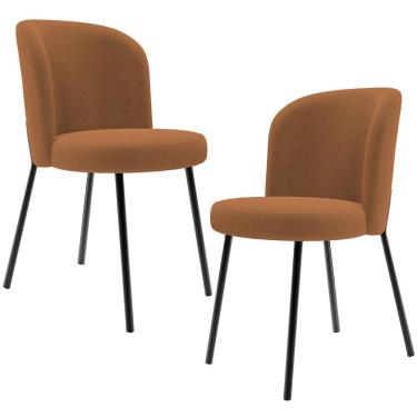 Imagem de Kit 2 Cadeiras Sala de Jantar Estofada Gavi L02 Bouclê Terracota - Lyam Decor