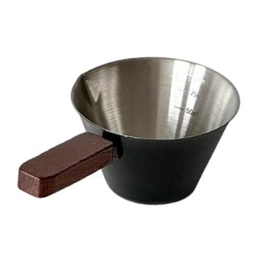 Imagem de ＫＬＫＣＭＳ Copo medidor de café expresso, colher de café, medidor transparente, copo de extração exclusivo de 100 ml, panela para molho, óleo, arroz, leite, Preto